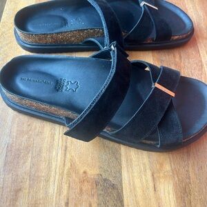 Primark Black Sandals with Brown Trim size 10